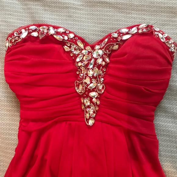 Strapless Flowy Red Dress - Picture 2 of 3